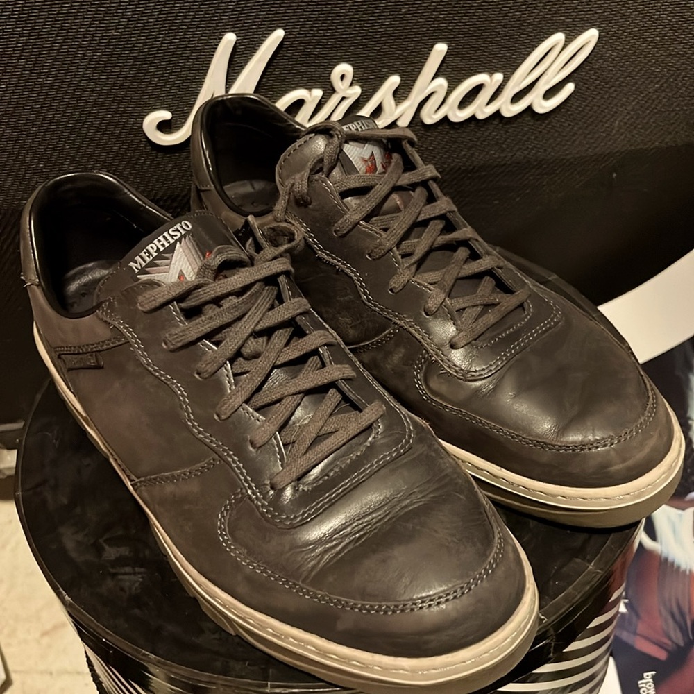 Mephisto Marek Men's Size 13 Dark Grey Brown Leather Casual Sneaker RunOffs